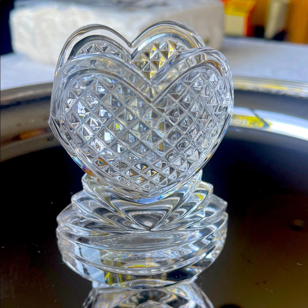 Vintage Waterford Heart-Shaped Crystal Candle Holder , stamped